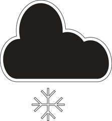 Cloud with small snowflake icon representing light snowfall or chilly weather symbol with transparent background