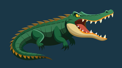 Obraz premium Fierce green alligator with mouth wide open