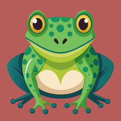 Obraz premium Cute green frog illustration with big yellow eyes
