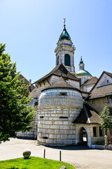 Fototapeta premium Solothurn, Baseltor, Stadttor, Tor, Kathedrale, St. Ursen-Kathedrale, Stadtmauer, Altstadt, Altstadthäuser, Stadt, Sommer, Schweiz