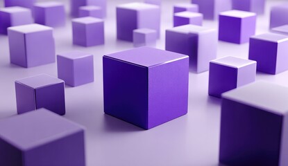 Obraz premium Purple cubes in a minimalist arrangement
