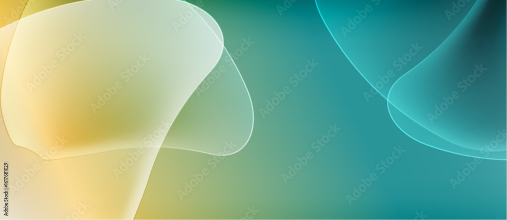 Poster abstract background features flowing shapes, soft colors. yellow, teal hues blend seamlessly creatin