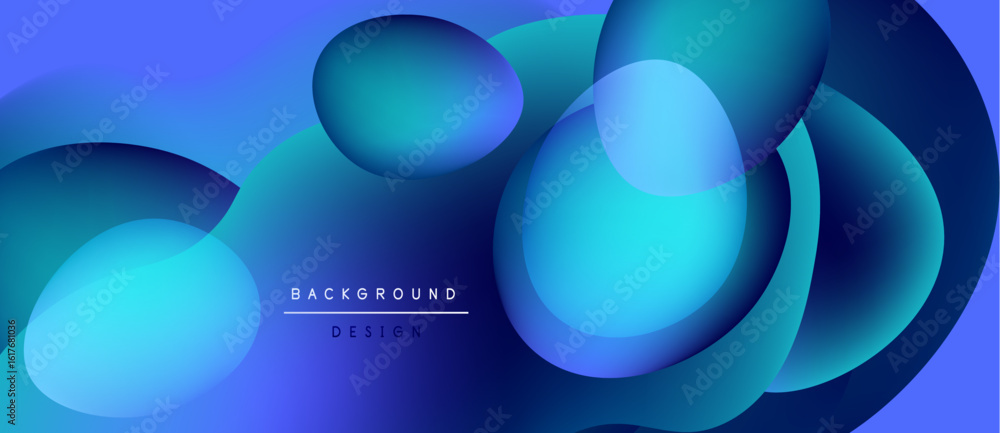 Poster abstract blue shapes overlap, creating fluid gradient effect. modern design suitable for backgrounds