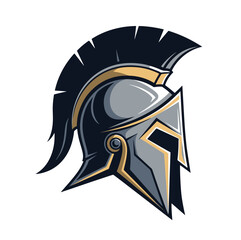 Spartan warrior helmet head logo design vector illustration symbol