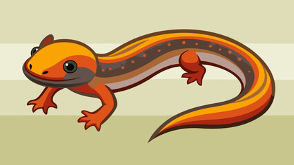 Fototapeta premium Cartoon salamander with orange and brown stripes