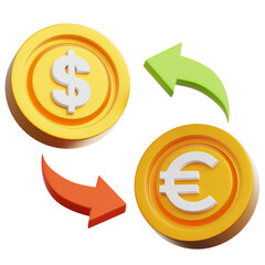The cyclical exchange of the dollar and euro currencies through a circular transaction, symbolizes the ongoing nature of the global financial market.