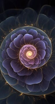 Fototapeta Spiral flower, purple, gold, fractal art