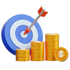 A business investment aiming to target finance goal, financial growth, profit, and success in a visually striking 3D rendering.
