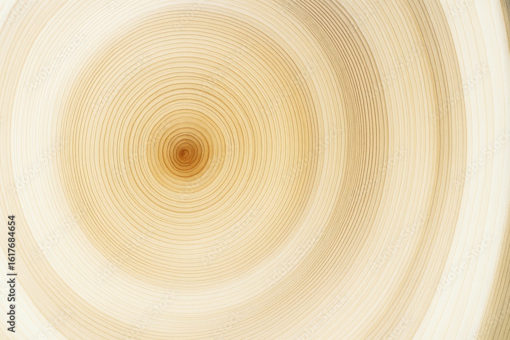Poster abstract concentric wood grain pattern in warm beige tones with radial lines creating a natural and 