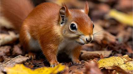 red squirrel in the woods