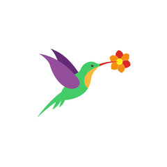 Obraz premium hummingbird sipping nectar from bright flower