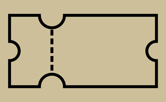 Blank ticket stub illustration. Vector icon for admission, raffle, event entry. Customizable graphic template for promotions and entertainment.