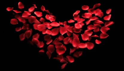 Red rose petals forming a heart shape (1)