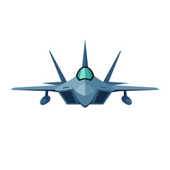 Illustration of a blue military jet airplane with a modern design, evoking themes of aviation, defense, and technological advancement.