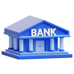 A stylized illustration presents a classic bank building, exuding an air of financial institution, security and stability. The clean lines and bold color palette enhance the design.