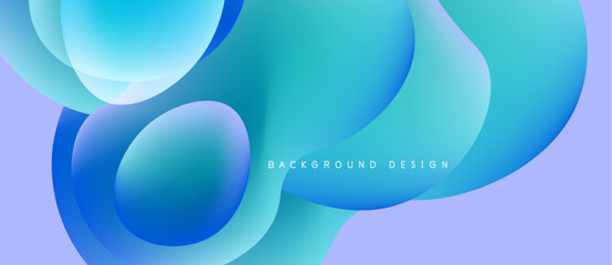 Abstract fluid shapes, blue hues, gradient background. Modern design element, smooth curves, light purple base. Minimalist aesthetic.