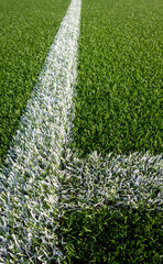 green artificial turf with a clean white lines