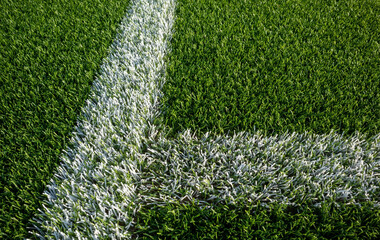 green artificial turf with a clean white lines