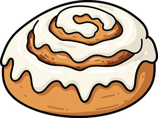 A delicious cinnamon roll with sweet icing is isolated on white background and ready to be enjoyed as a tasty treat