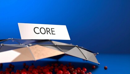 Abstract 3D illustration representing a core concept. A protective framework or network covering fundamental elements, a metaphor for business and technology.