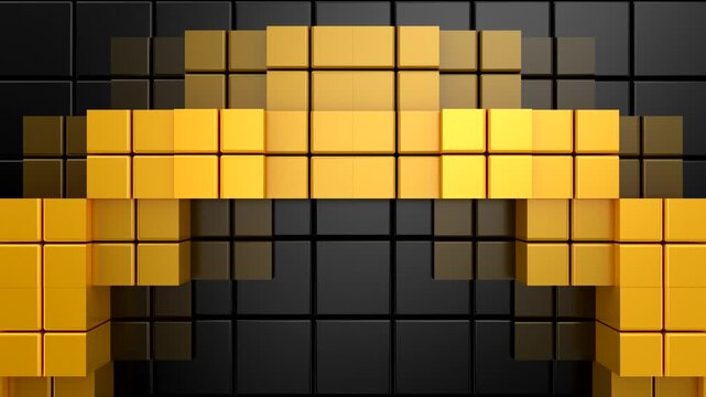 Cubes Form a Wave. Abstract motion, two color, 3d rendering, 4k resolution
