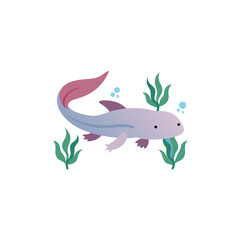 Obraz premium axolotl swimming near aquatic plants