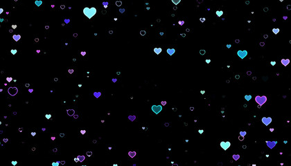 Valentine green heart seamless pattern black background Love 