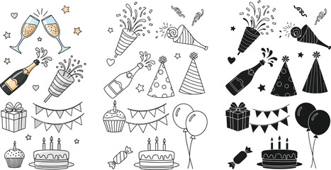 Celebration party elements vector illustration for birthday anniversary and special occasion design