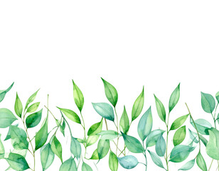 Fototapeta premium Fresh green leaves and lush foliage create a vibrant, natural frame perfect for a spring or summer design