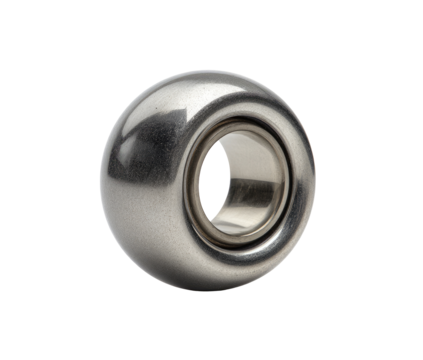 Close-up of a metallic ball bearing with a ring