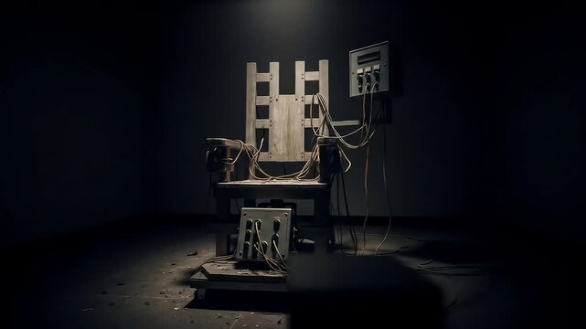 Abandoned Electric Chair in Dark Room