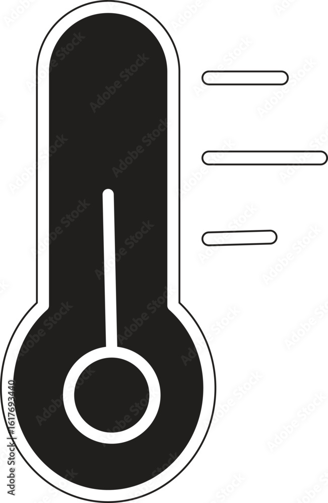 Poster thermometer icon showing decreasing temperature, weather cold indication for forecasts and ui apps w