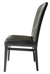Black leather chair isolated on white background, Black leather chair on white background with work path, High resolution photography PNG file.