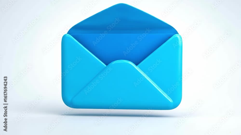 Poster digital communication: an open envelope icon symbolizes the effortless transmission of information, 