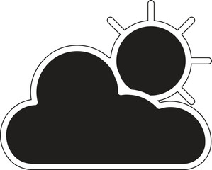 Sun partly behind cloud icon, partly cloudy weather forecast symbol for UI, apps, and climate illustrations with transparent background