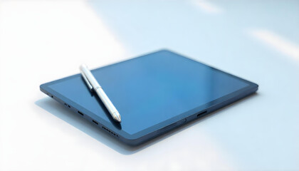 tablet with stylus pen isolated on white background