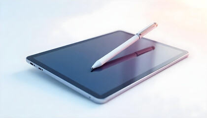 tablet with stylus pen isolated on white background