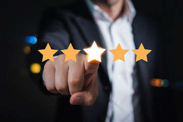 Customer selects four out of five stars for excellent service rating