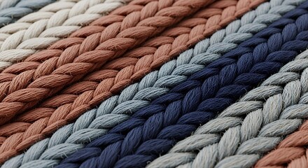 Textured Braided Yarn in Earthy Tones Close-Up Photography