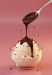 Delicious Vanilla Ice Cream with Rich Chocolate Sauce