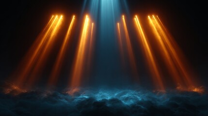 Celestial Beam: A mesmerizing celestial beams cascade downwards, slicing through the darkness, casting an ethereal glow over an atmospheric, mysterious scene. 