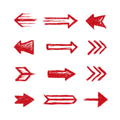 Red arrows in various styles on black background