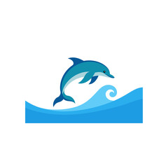 Fototapeta premium dusky dolphin jumping in front of a wave