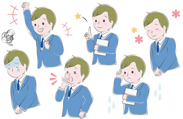 スーツを着た男性のいろいろな表情セット