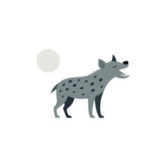spotted hyena laughing under full moon