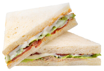 Bread Sandwich Recipes isolated on white background, Sandwich on white, with Clipping path, High resolution photography PNG File.