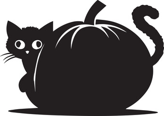 Playful Kitten Peeking Out from Inside a Pumpkin