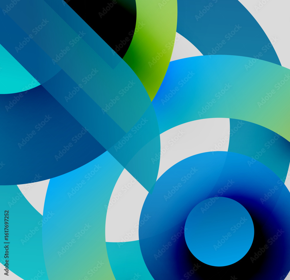 Aufkleber abstract composition. overlapping circles create dynamic visual effect. blue, green hues dominate de