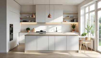 Fototapeta premium Scandinavian kitchen interior minimal design concept