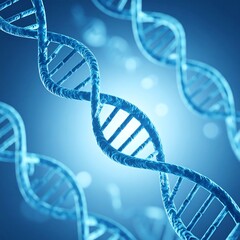 DNA double helix in a blue, scientific illustration